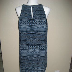 Ann Taylor Loft Geometric Print Sleeveless Dress Size 10 Blue Black Knee Length